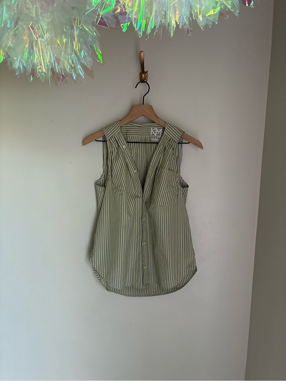 KMJ Kate Mchale Jensen Striped Sleeveless Blouse Top Size Medium
